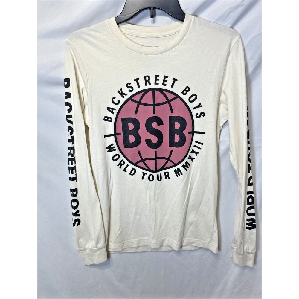 Back Street Boys World Tour MMXXII Long Sleeve Cream/Tan T Shirt BSB size Small